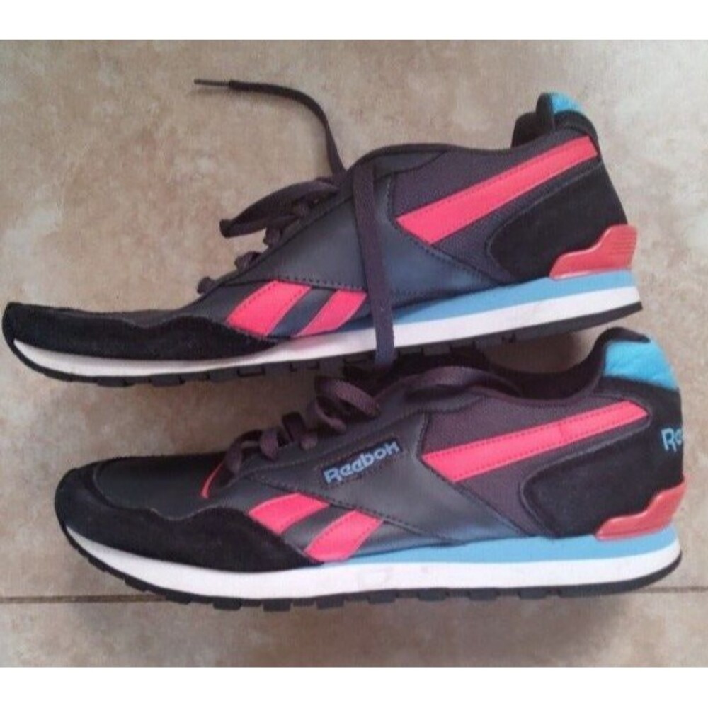 Men's Reebok Royal Flag Black Gray Blue Red Sneakers Size 10.5
